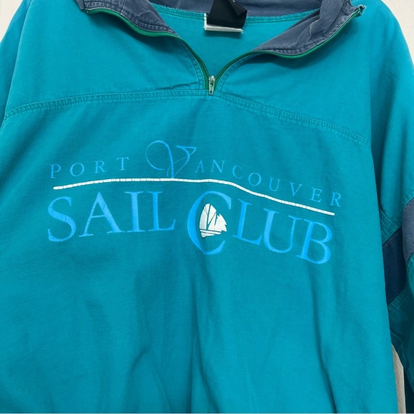 Aqua blue port Vancouver sail club vintage crewneck sweatshirt Canada souvenir - Picture 3 of 7